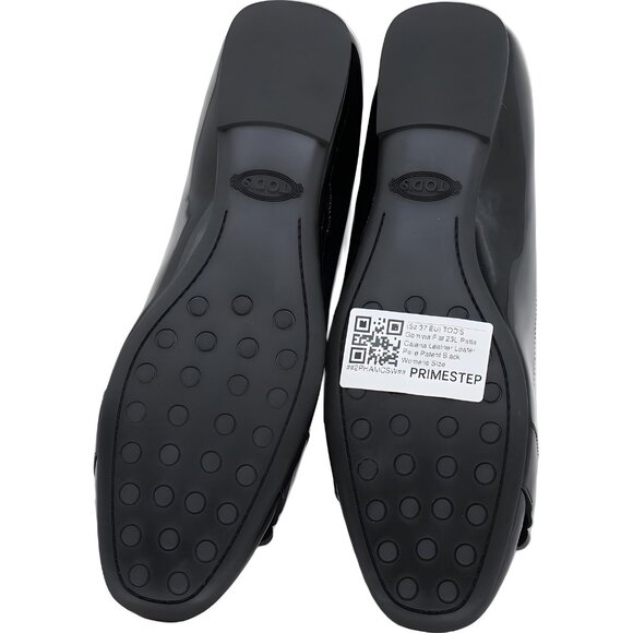 Tod's Gomma Patent Catena Loafer Flats Black Square Toe Women's EU 37 - Picture 6 of 6